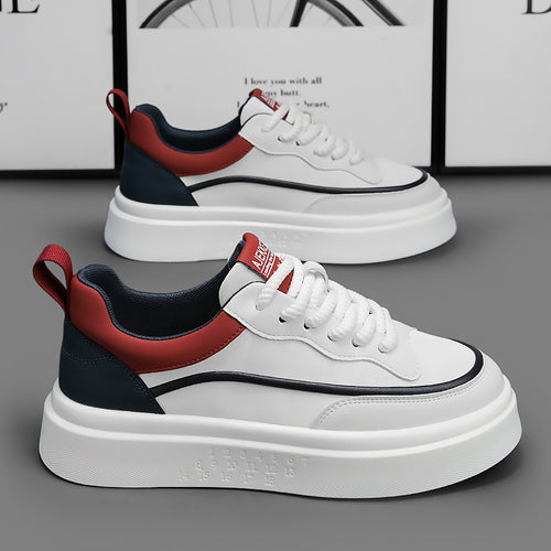 Sapatos masculinos, primavera 2025 novos sapatos brancos modernos e na moda, sapatos de praia versáteis, sapatos casuais de sola grossa para aumento de altura