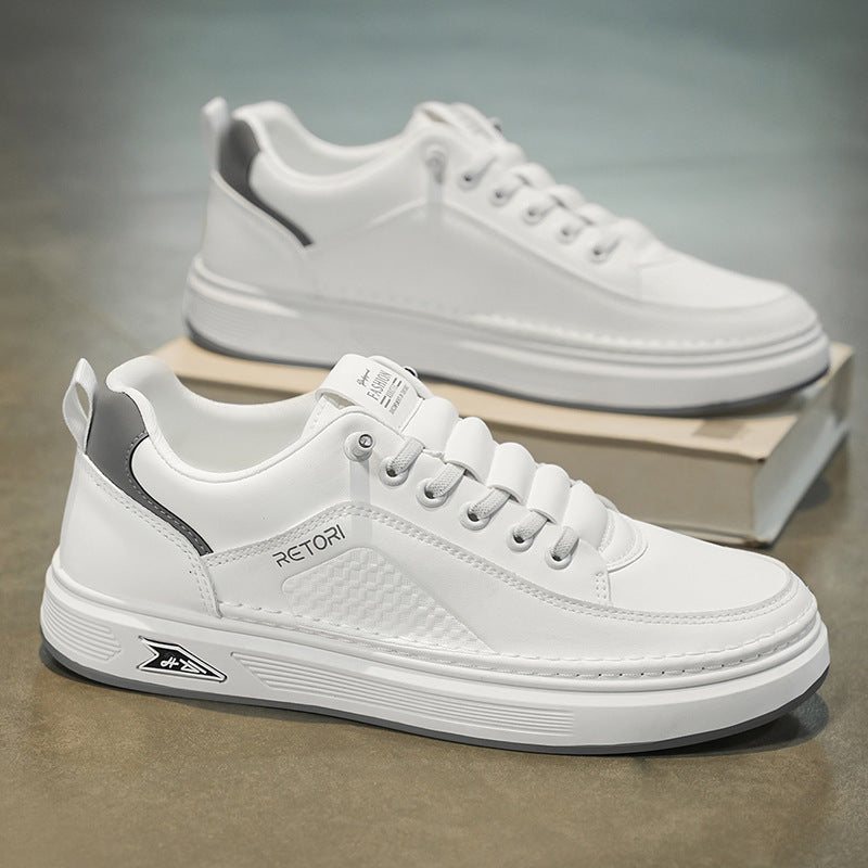 Sapatos masculinos de verão 2025, sapatos brancos pequenos e respiráveis, sapatos desportivos masculinos versáteis e com sola grossa, sapatos casuais, sapatos modernos