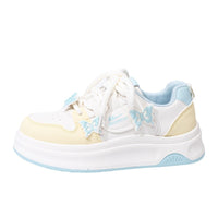 Sapatos desportivos borboleta com blocos de cor Warrior, sapatos casuais casuais casuais confortáveis com sola grossa e baixo, sapatos femininos na moda, versáteis e estéticos elevados