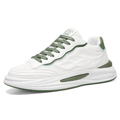 Sapatos masculinos de verão, sapatos brancos de rede respiráveis e respiráveis, sapatos desportivos versáteis na moda ao estilo coreano, ténis casuais da moda de pai