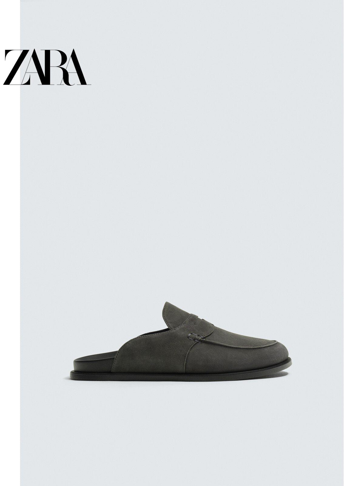 ZARA Coleção Verão 2026 Sapatos Masculinos: Sapato de Couro com Aba, Bico Redondo e Sola de Madeira (2761720 802)