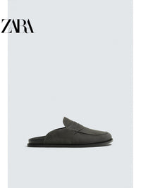 ZARA Coleção Verão 2026 Sapatos Masculinos: Sapato de Couro com Aba, Bico Redondo e Sola de Madeira (2761720 802)