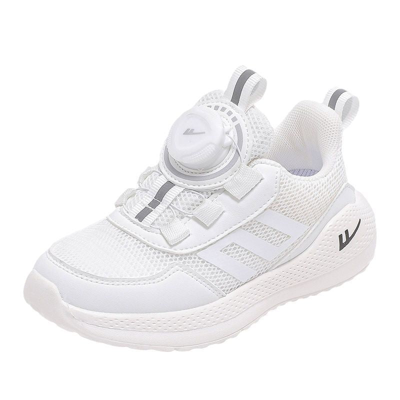 Os novos sapatos versáteis e simples para rapazes e raparigas da Warrior, ténis desportivos de exterior modernos e estilosos, sapatos coreanos de malha com botões, adesivo frio