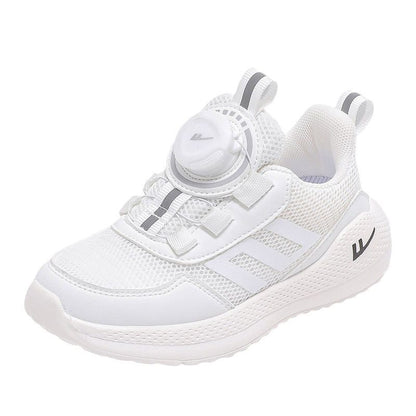 Os novos sapatos versáteis e simples para rapazes e raparigas da Warrior, ténis desportivos de exterior modernos e estilosos, sapatos coreanos de malha com botões, adesivo frio