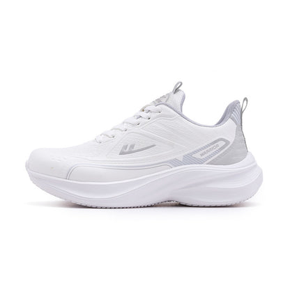 Os novos ténis de primavera da Warrior, sapatos pretos de sola grossa que aumentam a altura, sapatos femininos de viagem de exterior simples e versáteis de cor sólida