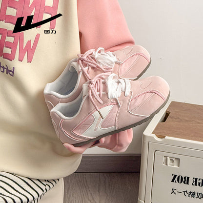 Os novos sapatos de treino alemães, modernos, versáteis e confortáveis da Warrior, sapatilhas de ballet femininas coreanas com blocos de cor, sapatos casuais de alto valor