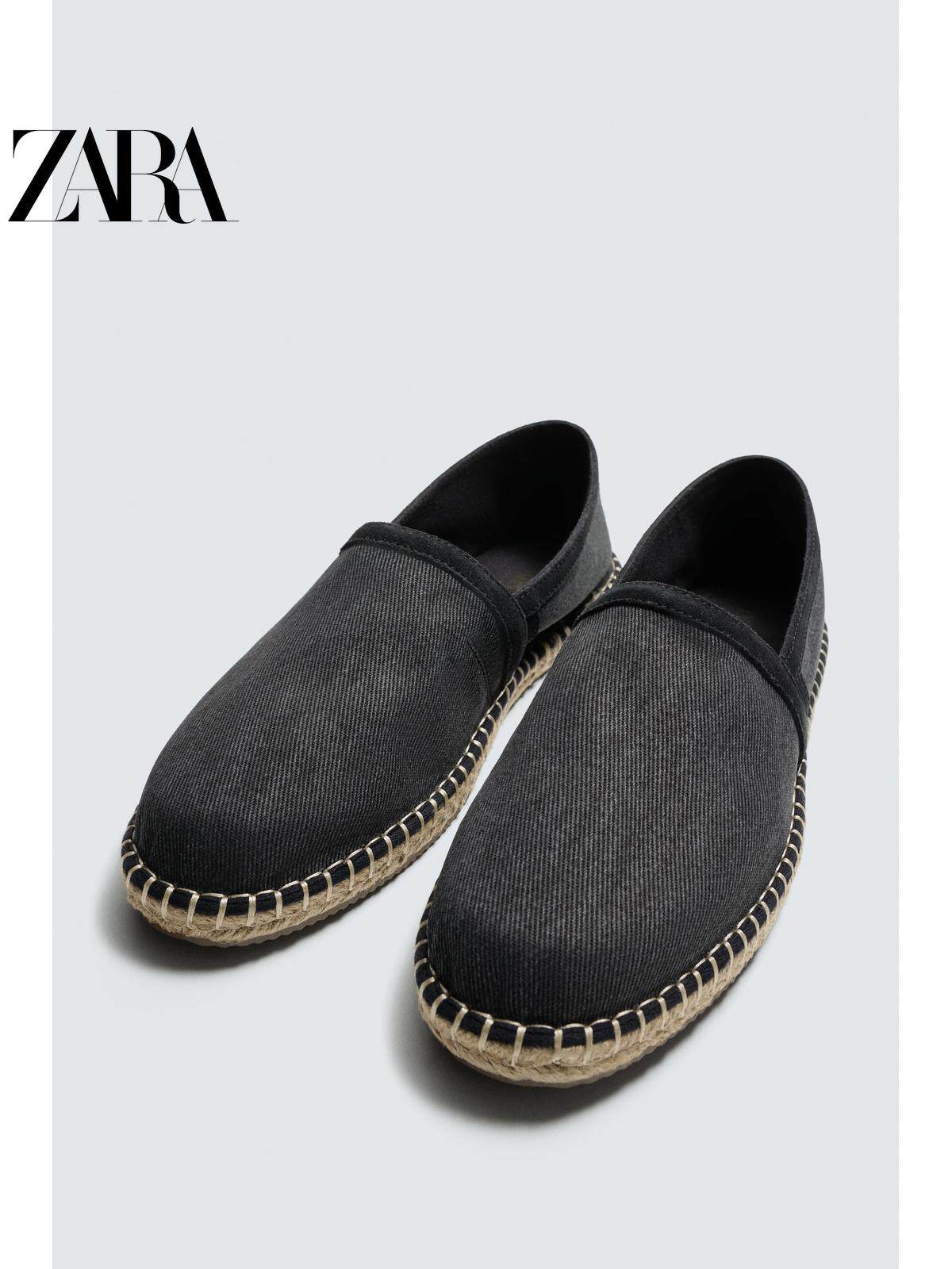 ZARA 2026 Primavera/Verão Sapatos Masculinos com Acabamento em Camurça e Sola de Linho, 2711720 400