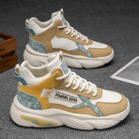 Sapatos masculinos de cano alto, novos sapatos desportivos juvenis de basquetebol de outono 2025, corrida casual, ténis de pai com sola grossa que aumentam a altura e na moda