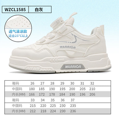 Sapatos casuais casuais versáteis pretos e brancos, sapatilhas desportivas para crianças intermédias e mais velhas para homens e mulheres, sapatos infantis Warrior, sapatos novos de sola grossa para outono