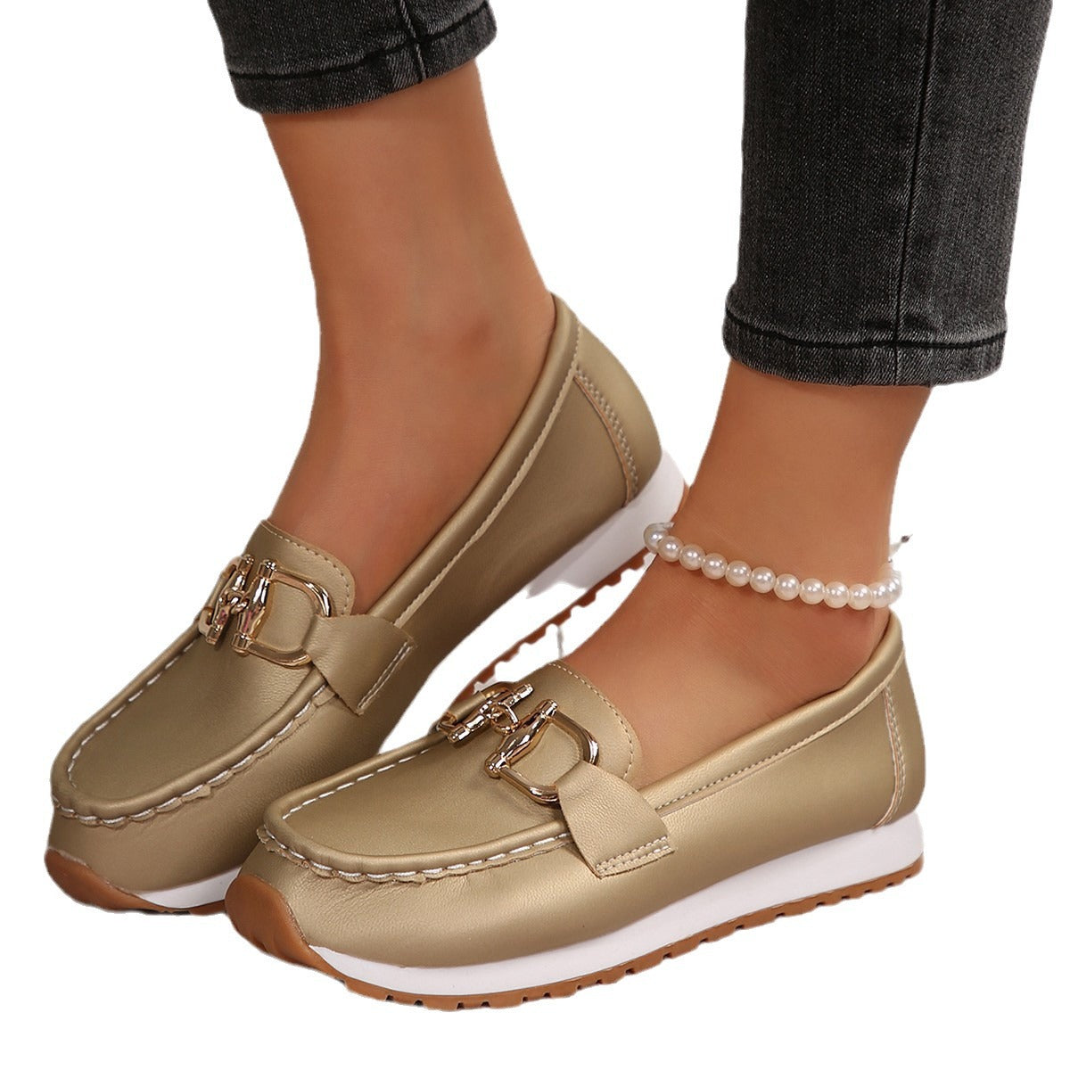 Sapatos desportivos casuais de sola grossa, cadeia metálica casual feminina de exportação, novas sapatilhas sapatilhas plus size no verão 2025