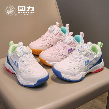 Ténis de couro e cor-de-rosa, sapatos de botão para rapazes e raparigas do outono, sapatos infantis Warrior, sapatos casuais leves para idades dos 6 aos 14 anos
