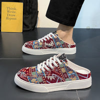 Sapatos de lona para homem, ténis desportivos respiráveis de marca de nicho de primavera, sapatos de salto versáteis para homem, chinelos de meio pé