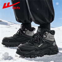Botas Martin de cor sólida forradas a polar guerreiro, botas de trabalho altas com sola grossa e topo de gama, calor de inverno, deslocação, sapatos de algodão de alta aparência