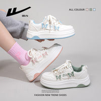 Sapatos desportivos borboleta com blocos de cor Warrior, sapatos casuais casuais casuais confortáveis com sola grossa e baixo, sapatos femininos na moda, versáteis e estéticos elevados