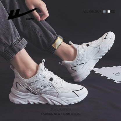Sapatos Warrior de malha leve e respirável, ténis desportivos finos e refrescantes, sapatilhas desportivas de alto valor estético, com cordões baixos para homens