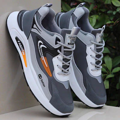 Novos ténis desportivos em pele impermeáveis para homens na primavera, sapatilhas casuais casuais e versáteis da moda, ténis de corrida antiderrapantes com sola macia e antiderrapantes