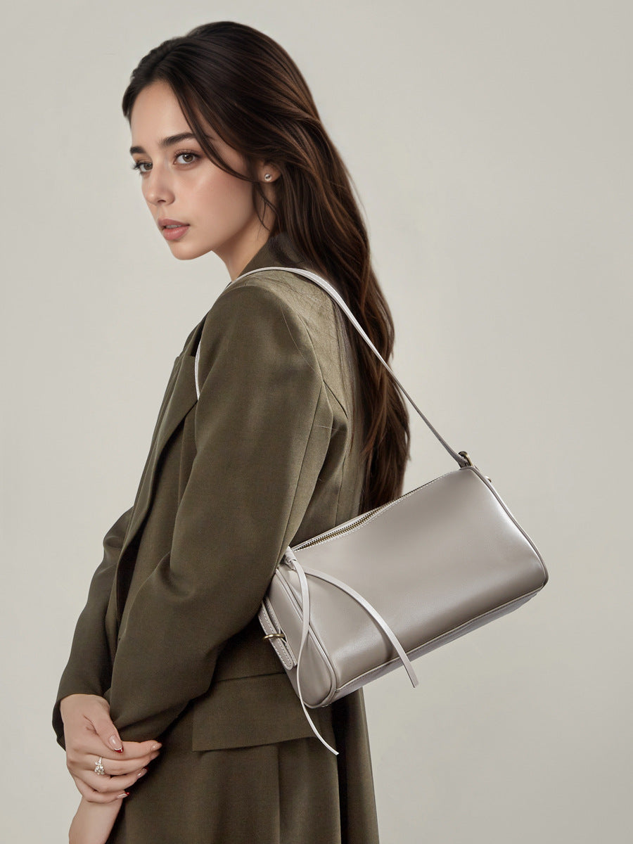 Bolsas de pele curtida vegetal para mulher, novas bolsas tote cruzadas para primavera/verão 2026, malas femininas em pele genuína de grande capacidade, bolsas de almofada de ombro simples