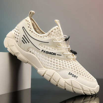 Sapatos de rede masculina, sapatos finos de rede respirável de verão para caminhadas de rede simples, sapatos casuais de verão para desporto de verão e na moda