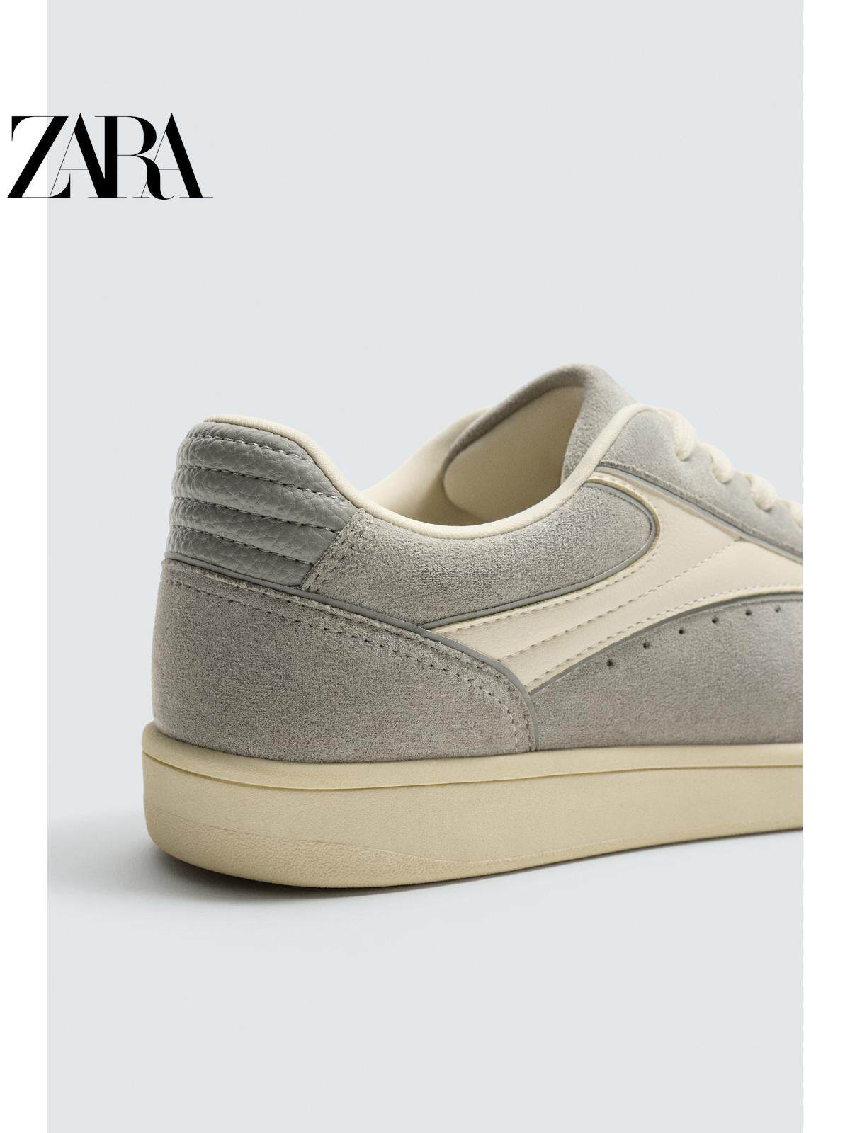 ZARA Primavera/Verão 2026 - Novos Sapatos Masculinos: Tênis retrô leve com cadarço e cabedal em patchwork 2224720 802