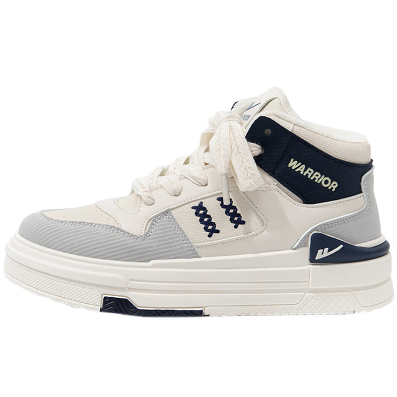 Sapatos de plataforma alta com blocos de cor Warrior, estilo universitário americano, ténis de alto valor, sapatos casuais femininos para alongar as pernas