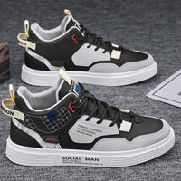 Sapatos masculinos de primavera de cano alto, sapatos desportivos casuais de lona branca respiráveis, sapatos versáteis e modernos