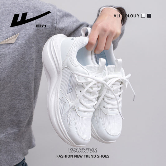 Sapatos simples de malha Warrior, respiráveis e confortáveis, versáteis: sapatos desportivos casuais de estilo minimalista, sapatos coreanos de casal da moda com sola grossa