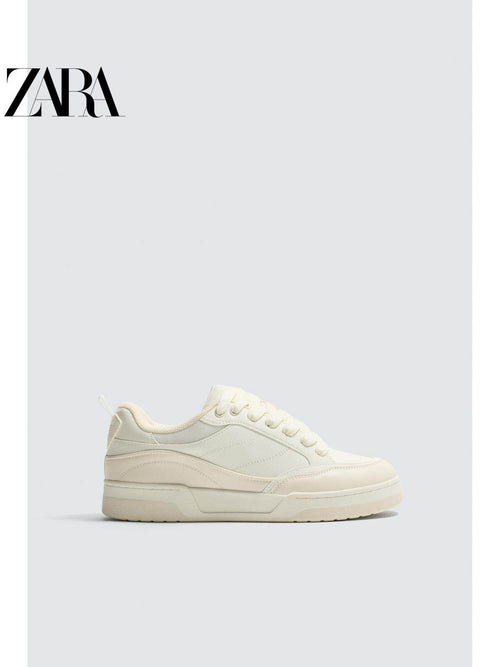 ZARA 2026 Primavera/Verão Novos Sapatos Masculinos Tênis de Cano Alto com Cadarço e Sola Grossa em Dois Tons 2257720 001