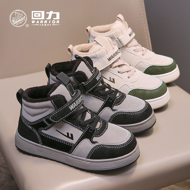Ténis infantis Warrior com blocos de cor e bloco de cor, ténis desportivos infantis, novos sapatos casuais de moda de inverno para rapazes e raparigas