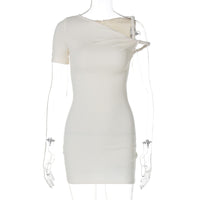 Vestido Curto Ajustado Justo, Sexy de Manga Única, Novo Estilo Americano, Patchwork Patchwork Twist Tie Outdoor Wholesale