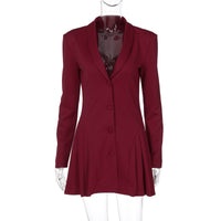 Amazon cross-border nova cor sólida sexy deep V terno gola cardigan irmã real estilo curto babado vestido mulheres