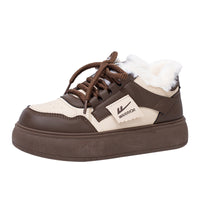 Os novos sapatos da Warrior's color block fleece com sola grossa, sapatos quentes de inverno, sapatos altos de algodão da moda, sapatos femininos versáteis para deslocações