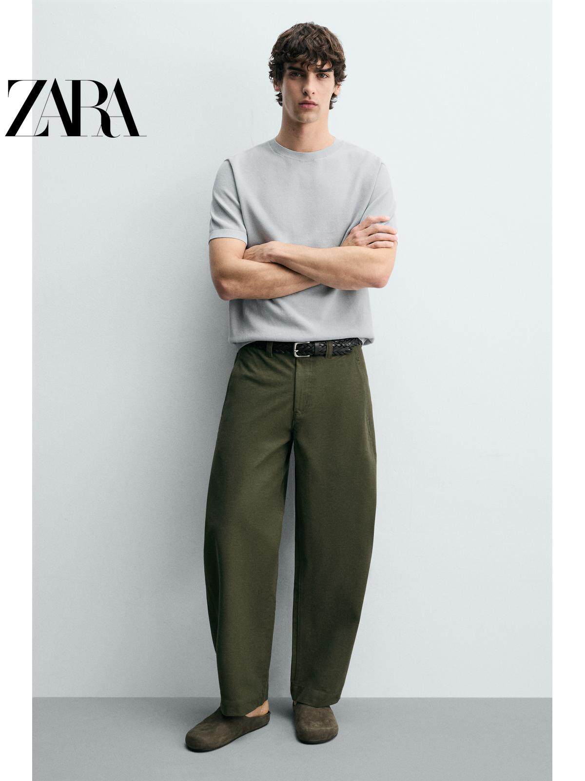 ZARA 2026 Primavera/Verão Novo Sapato Masculino de Couro com Bico Redondo, Bloco de Cores e Plataforma Fechada 2764720 500