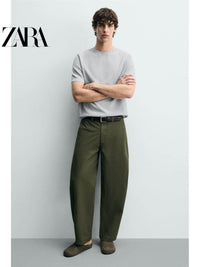 ZARA 2026 Primavera/Verão Novo Sapato Masculino de Couro com Bico Redondo, Bloco de Cores e Plataforma Fechada 2764720 500