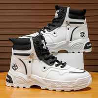 Botas Martin Masculinas Autumn British Windmill Botas brancas de cabedal alto Botas de trabalho para aumento de altura Botas de trabalho resistentes ao desgaste antiderrapantes para aumento de altura