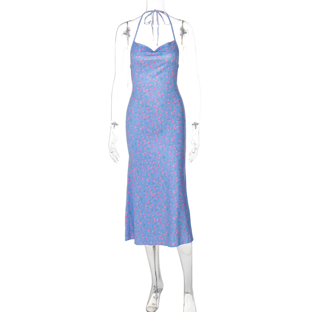 Vestido de comprimento médio, sem abertura de mangas mais vendido na Amazon transfronteiriço novo, doce e floral, sexy e doce e sexy