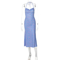 Vestido de comprimento médio, sem abertura de mangas mais vendido na Amazon transfronteiriço novo, doce e floral, sexy e doce e sexy