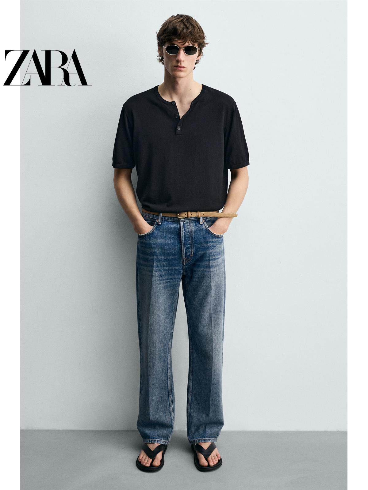 ZARA 2026 Primavera/Verão Novos Sapatos Masculinos Chinelos Rasteiros com Tiras 2737720 800