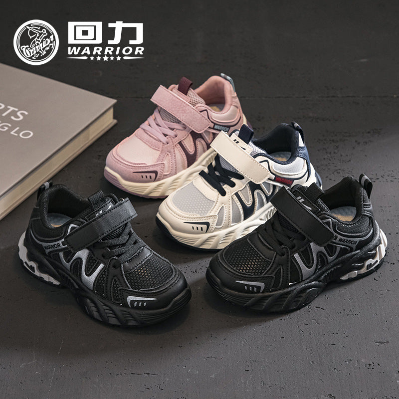 Sapatilhas desportivas pretas para rapazes, sapatilhas casuais cor-de-rosa cor-de-rosa em pele de outono, sapatos infantis guerreiro, sapatos para estudantes para idades dos 6 aos 12 anos