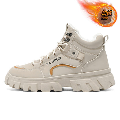 Botas Martin antiderrapantes com sola grossa e sola grossa, sapatos de algodão forrados a polar, botas de trabalho de neve para o inverno de 2025