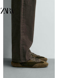 ZARA 2026 Primavera/Verão Sapatos Masculinos, Detalhes em Camurça, Cadarço, Leves, 2292720 707