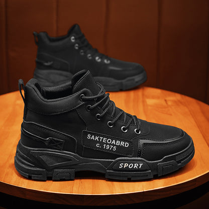 Botas Martin de Homem Verão Novos Sapatos de Trabalho Duráveis Antiderrapantes, Sapatos Masculinos de Outdoor de Cano Alto, Sapatos Casuais ao estilo Britânico