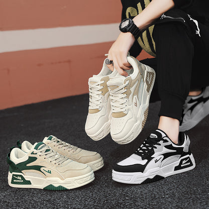 Sapatos americanos populares de estudante estilo Warrior Collegiate, sapatos de sola grossa e respiráveis e confortáveis, sapatos de negócios masculinos de deslocamento com blocos de cor
