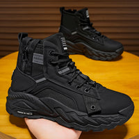 Botas Martin para homens, botas britânicas vintage de trabalho de outono de cano alto, sapatos desportivos casuais para caminhadas ao ar livre com sola espessa e impermeáveis