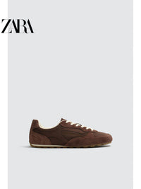 Sapatos masculinos ZARA, lançamento da coleção verão 2026, com detalhes em camurça, modelo retrô com cadarço e design leve, código 2343720 700.