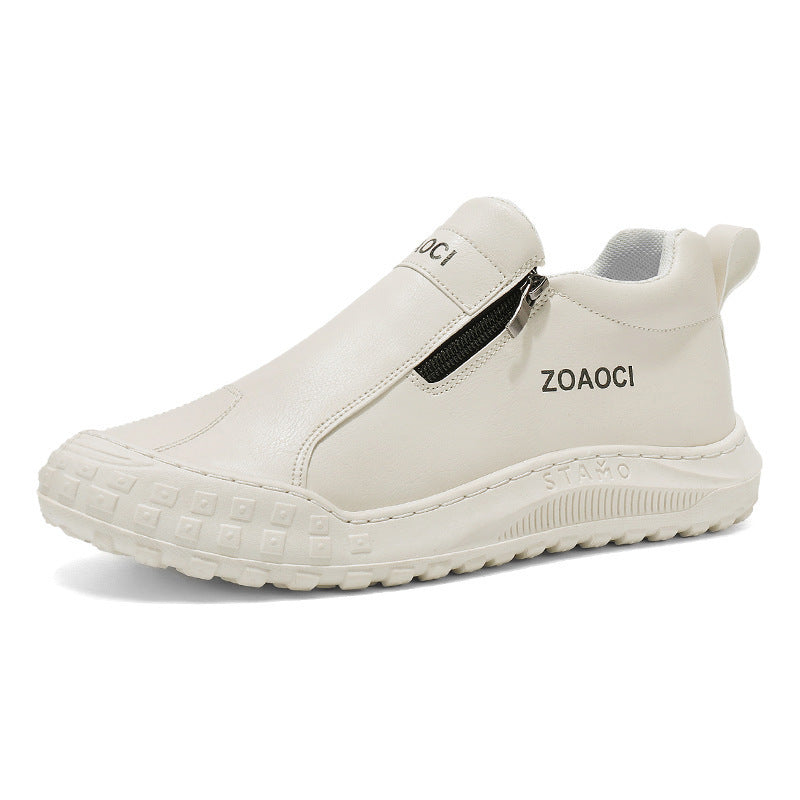Novos sapatos brancos de um passo respiráveis para o verão masculino, ténis desportivos casuais antiderrapantes e resistentes ao desgaste, sapatos de proteção para o trabalho