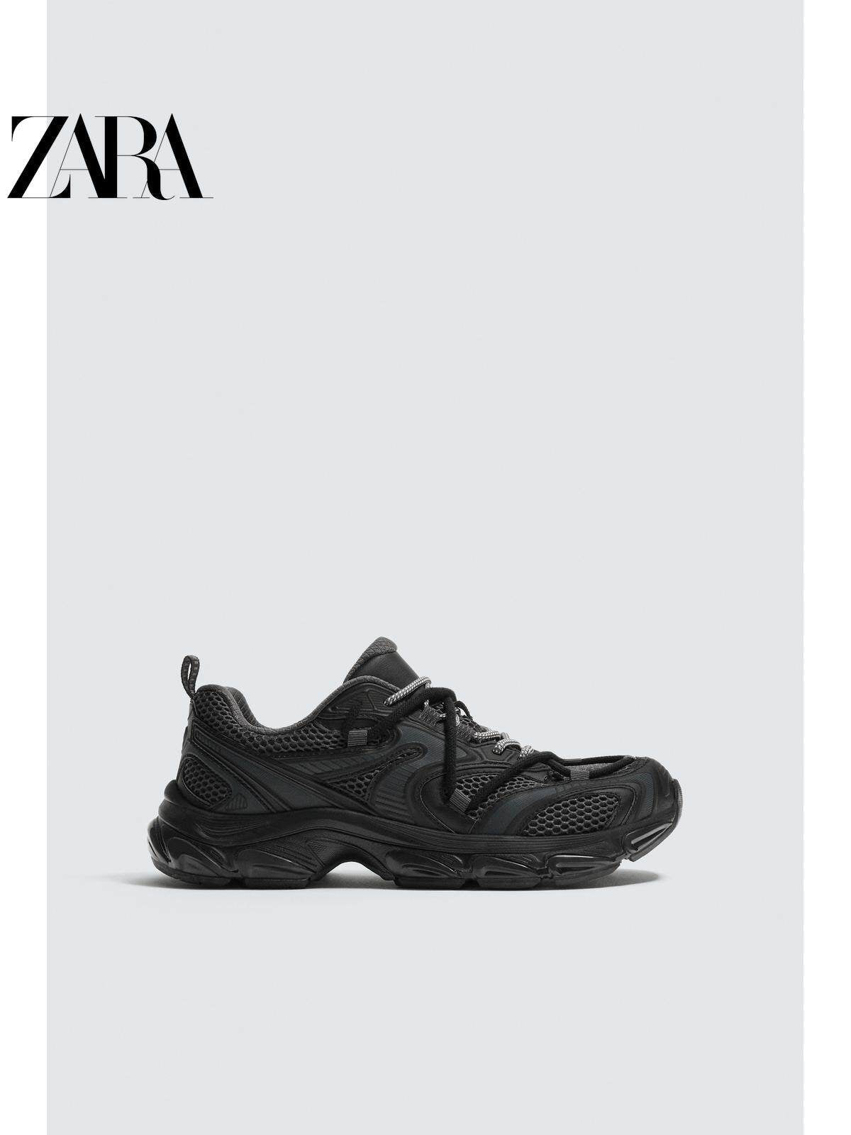 ZARA 2026 Primavera/Verão Novos Sapatos Masculinos: Design de Cadarço Duplo, Tênis de Corrida com Sola Grossa Irregular, 2392720 800