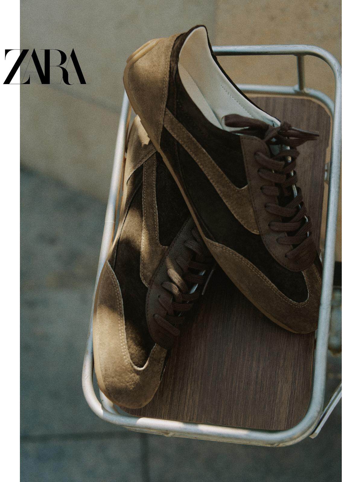 ZARA 2026 Primavera/Verão Sapatos Masculinos, Detalhes em Camurça, Cadarço, Leves, 2292720 707