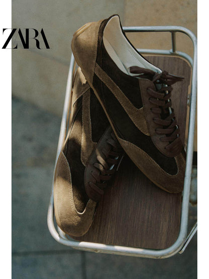 ZARA 2026 Primavera/Verão Sapatos Masculinos, Detalhes em Camurça, Cadarço, Leves, 2292720 707