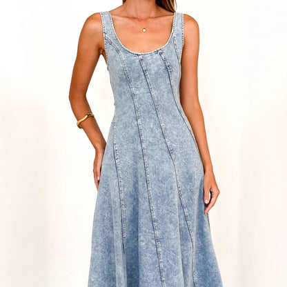 2025 Vestido de Ganga Longo Sem Mangas Sem Mangas Sem Costas Transfronteiriças para Mulheres Novas Mulheres Estilo Europeus e Americanos
