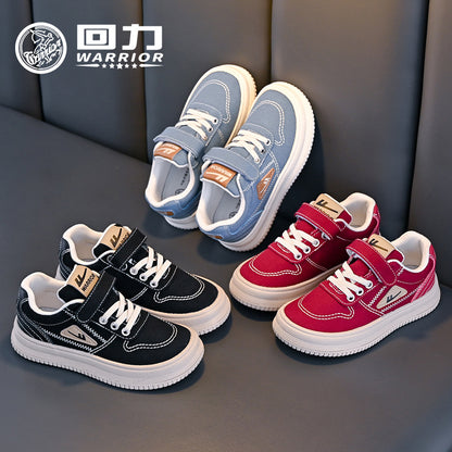 Sapatos vermelhos versáteis de lona, sapatos infantis Warrior, sapatos casuais masculinos e femininos, ténis baixos novos de outono, sapatos infantis de ensino médio a grande